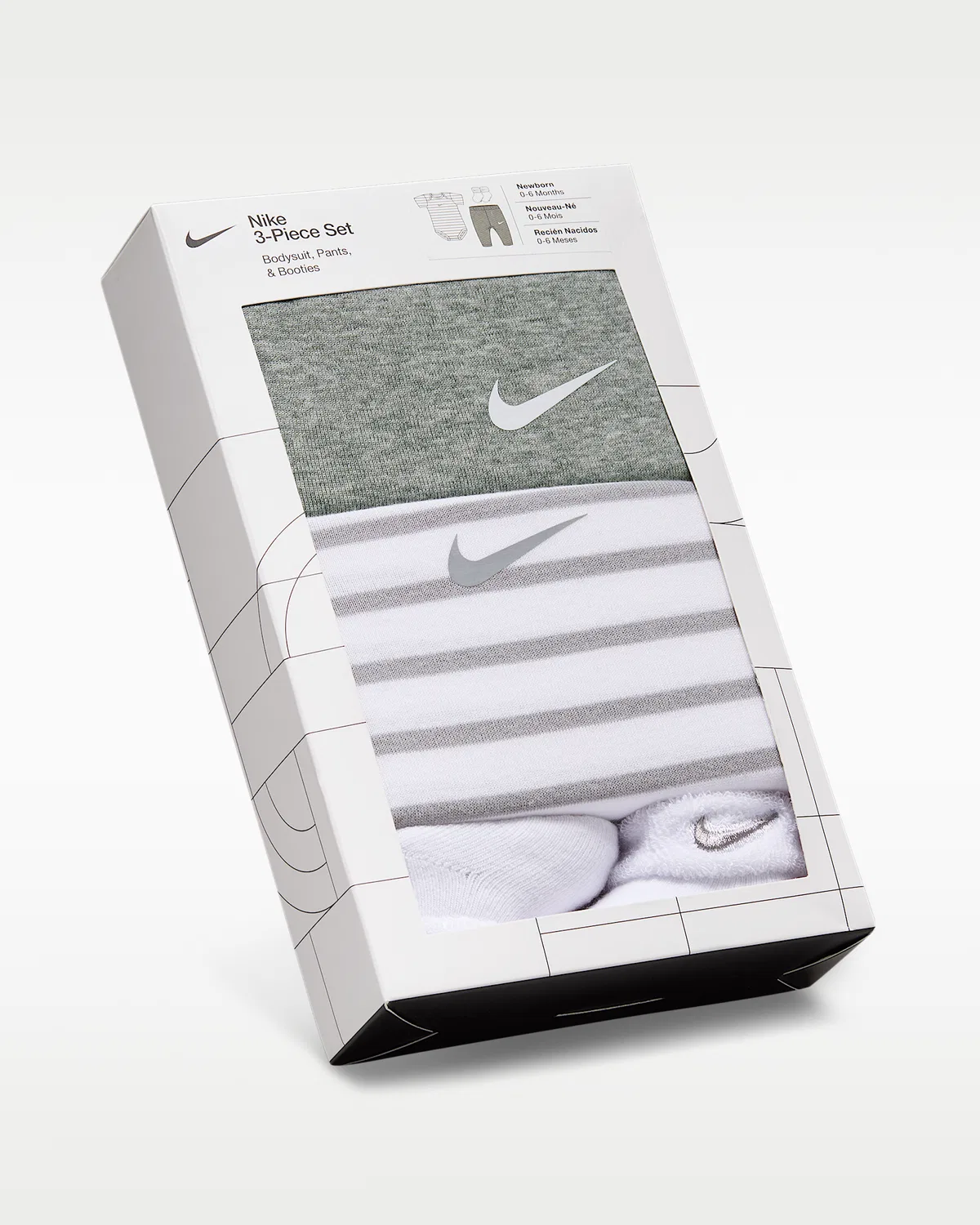 Боди для малыша, штаны и махровые носки, набор 3 предмета Nike, Dark Grey Heather — фото 4