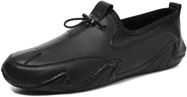 

Мужские кожаные повседневные туфли Удобные модные кроссовки Лоферы Легкие офисные ходовые и водительские туфли для мужчин Hhhchpm, черный