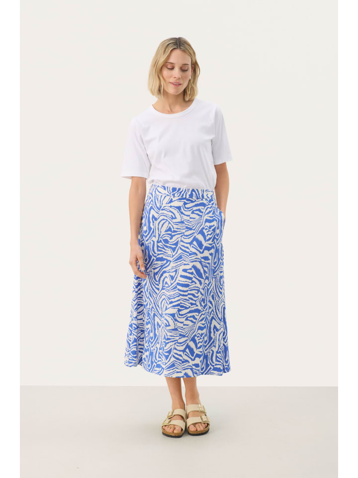 

PART TWO Прямая юбка Rock BiseraPW с анималистическим принтом цвета Amparo Blue