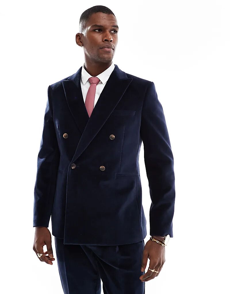 

Тонкий пиджак ASOS DESIGN из лёгкого тёмно-синего бархата — NAVY
