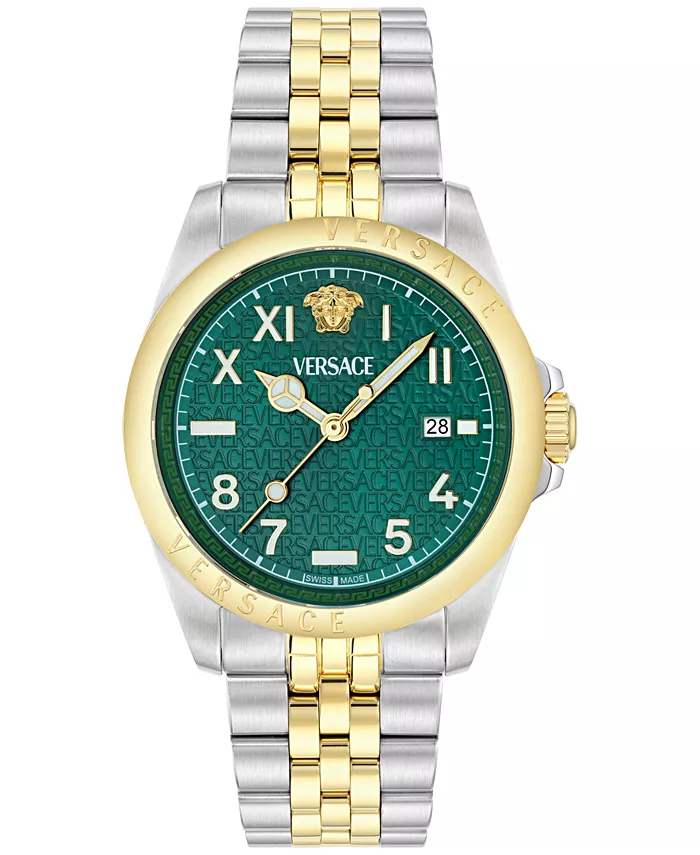 

Мужские двухцветные наручные часы Swiss со стальным браслетом 41 мм Versace