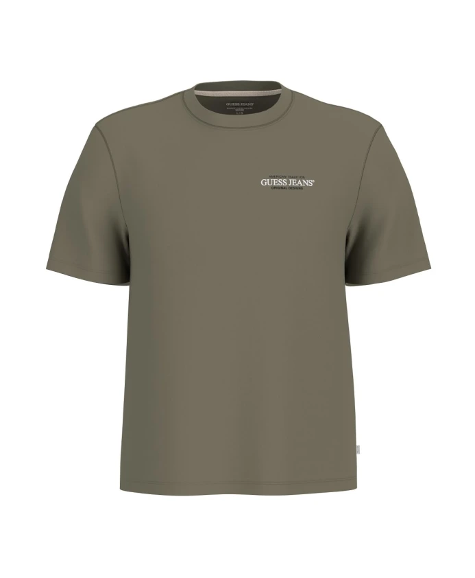 

Зеленая хлопковая футболка прямого кроя. Guess, зеленый