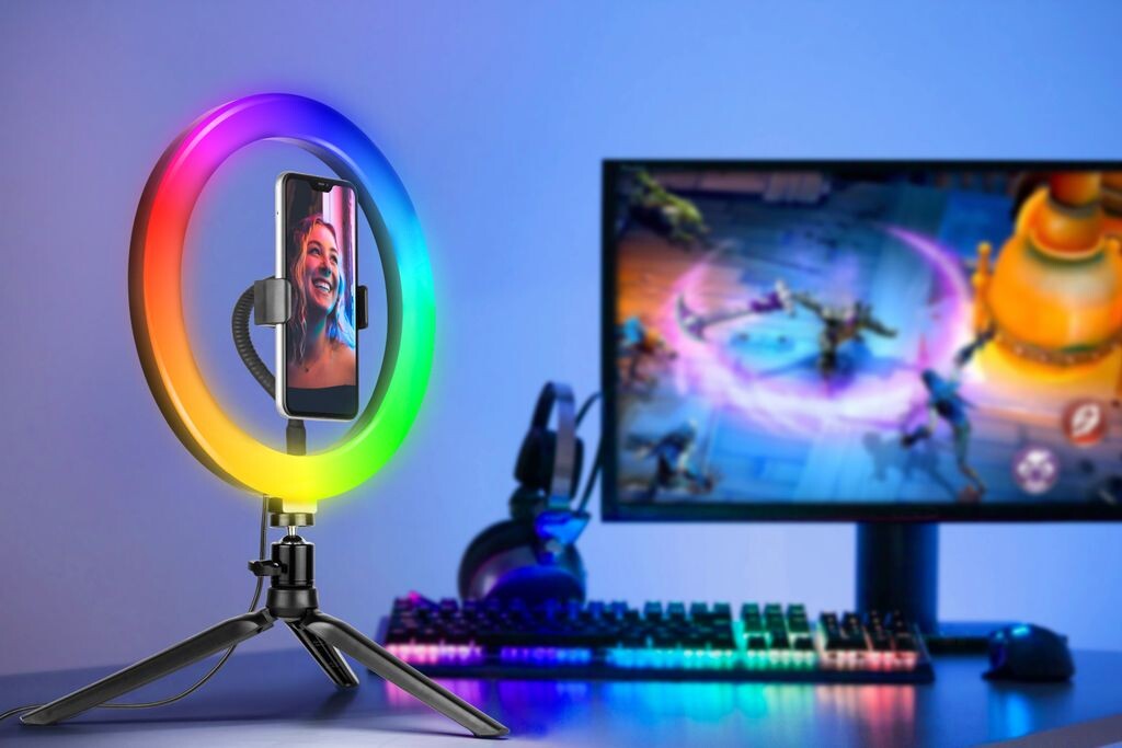 

Кольцевой светильник Tracer RGB, мини-штатив 26 см, черный