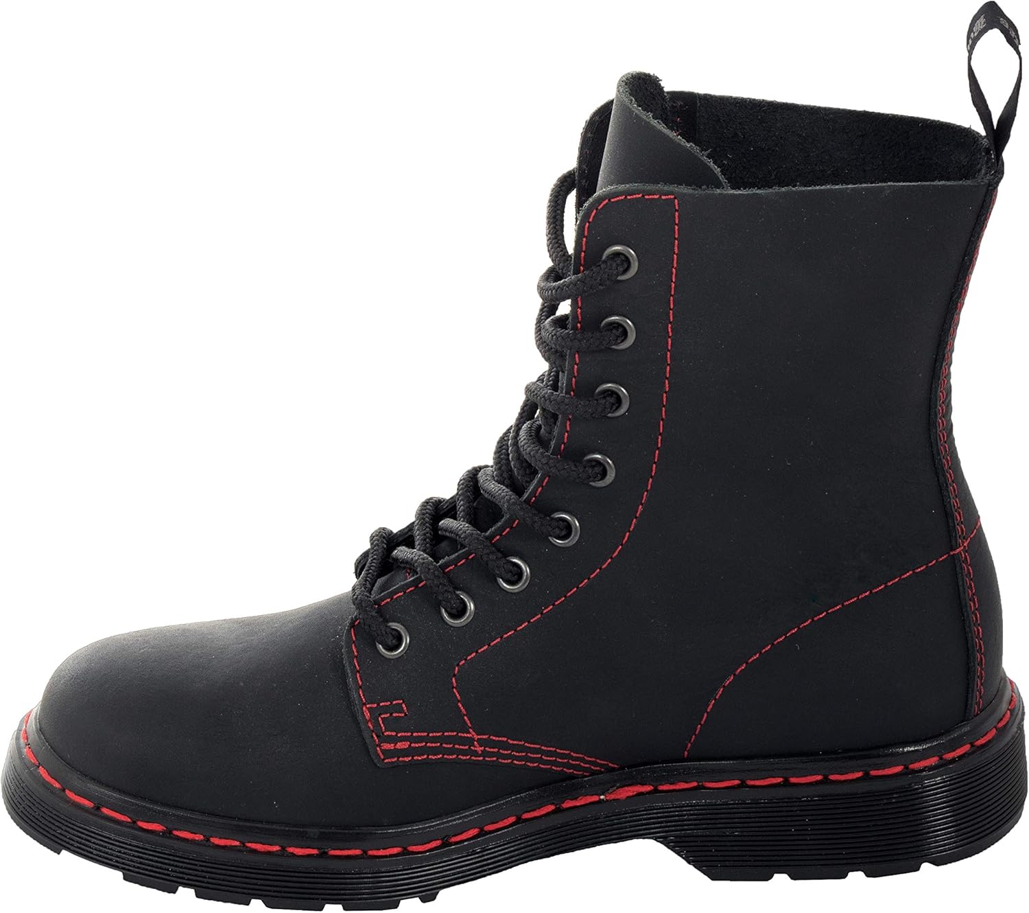 Ботинки Boots Braces England мужские 8 отверстий матово-черные с красной строчкой Boots & Braces England — фото 3