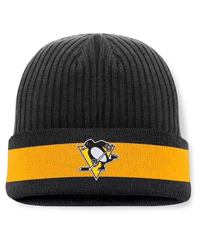 

Мужская черная вязаная шапка Pittsburgh Penguins Blueliner с манжетами Fanatics