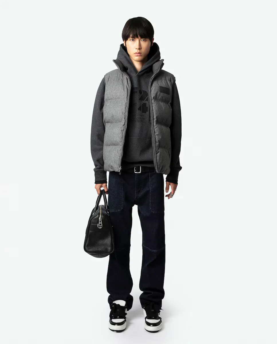 

Мужской стеганый жилет с бобом на пуху Zadig & Voltaire, серый