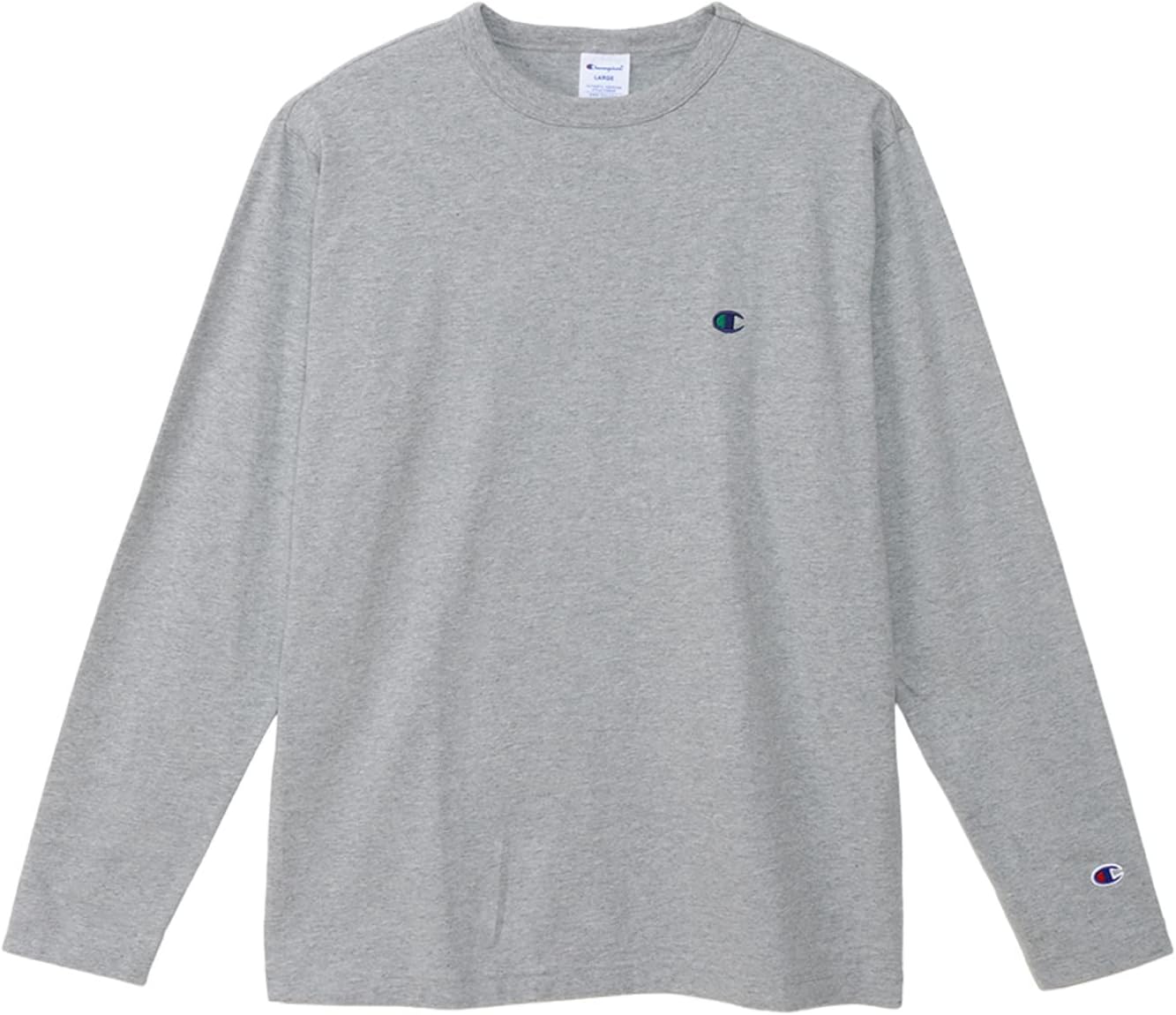 

Мужская футболка с длинным рукавом Champion, круглый вырез, 100% хлопок, вышитый логотип, базовая модель, C8-X408, серый
