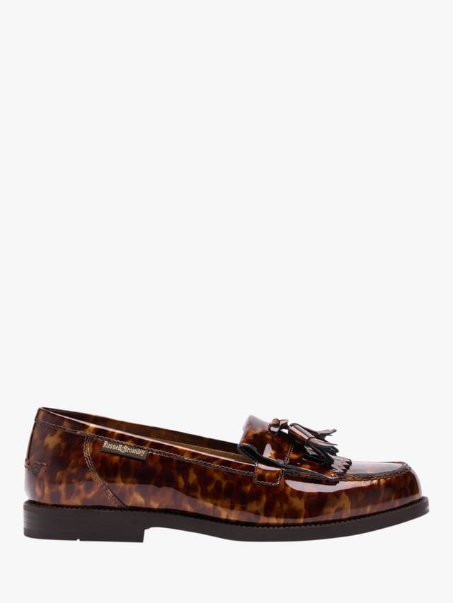 Честерские лоферы с кисточками из лаковой кожи с эффектом черепахи Russell & Bromley, Brown