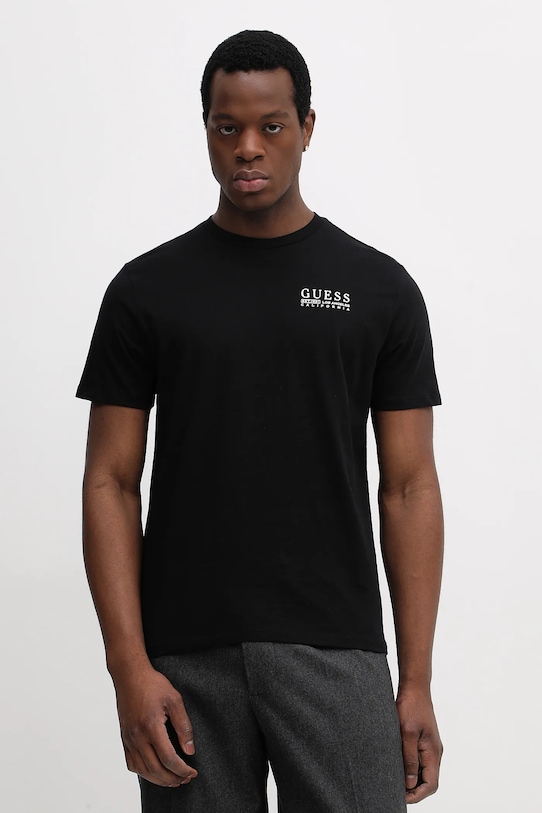 

Хлопковая футболка Guess, черный