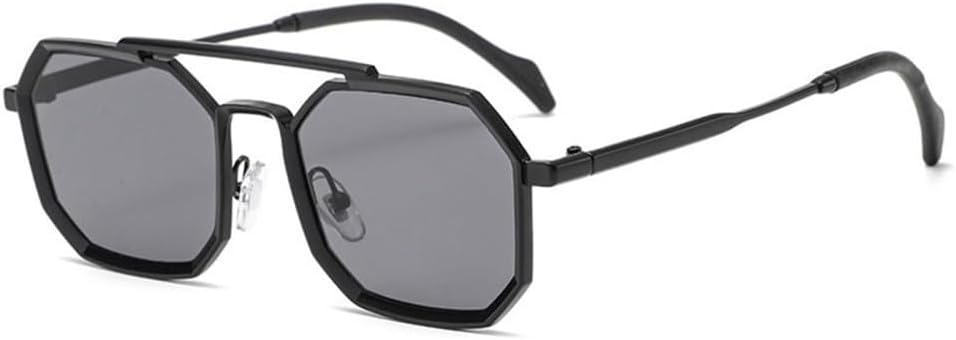 

Солнцезащитные очки в стиле стимпанк из сплава для женщин, ретро-солнцезащитные очки с многоугольными линзами для мужчин, очки с защитой от УФ-излучения UV400 VFDHN, Black-gray