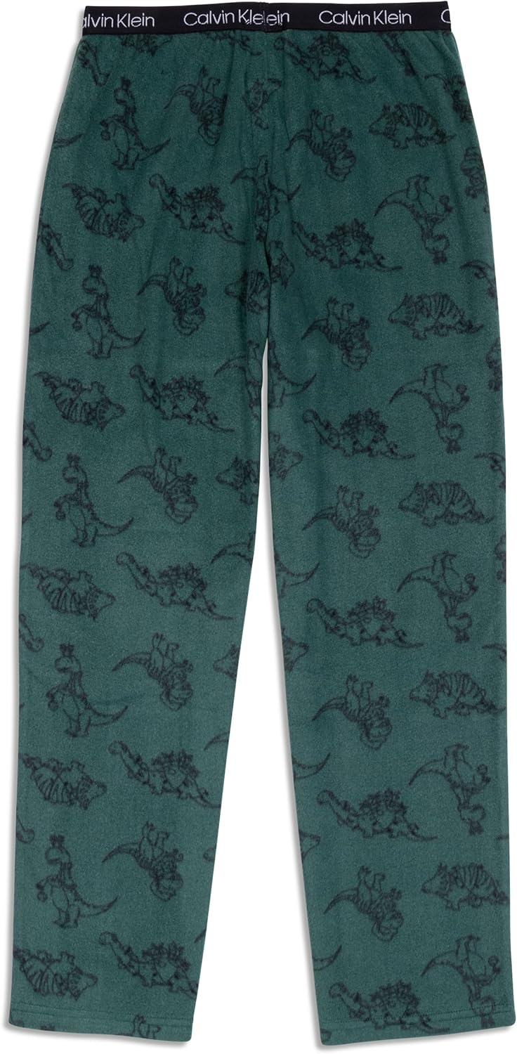 Пижамные брюки Calvin Klein для мальчиков из супермягкой микрофибры с начесом, Dark Green Dinos — фото 2