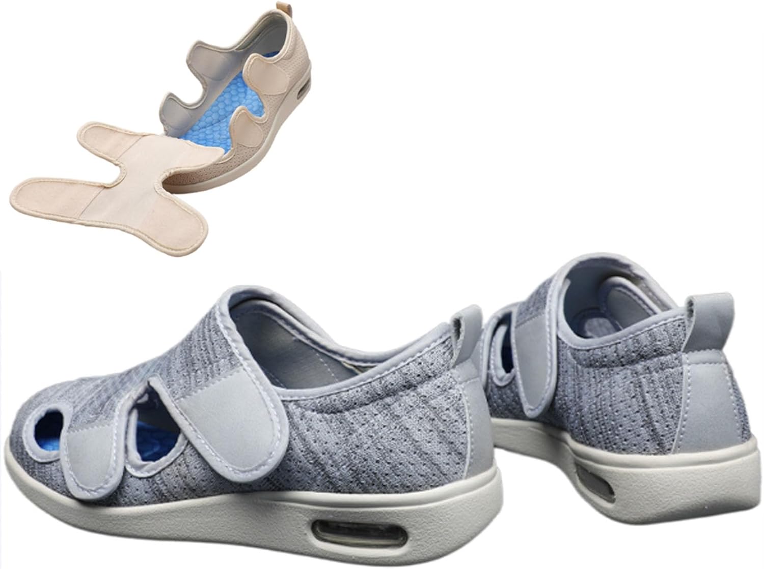 

Кроссовки Diabetic для пожилых мужчин, кроссовки ортопедические Bumuam, светло-серый