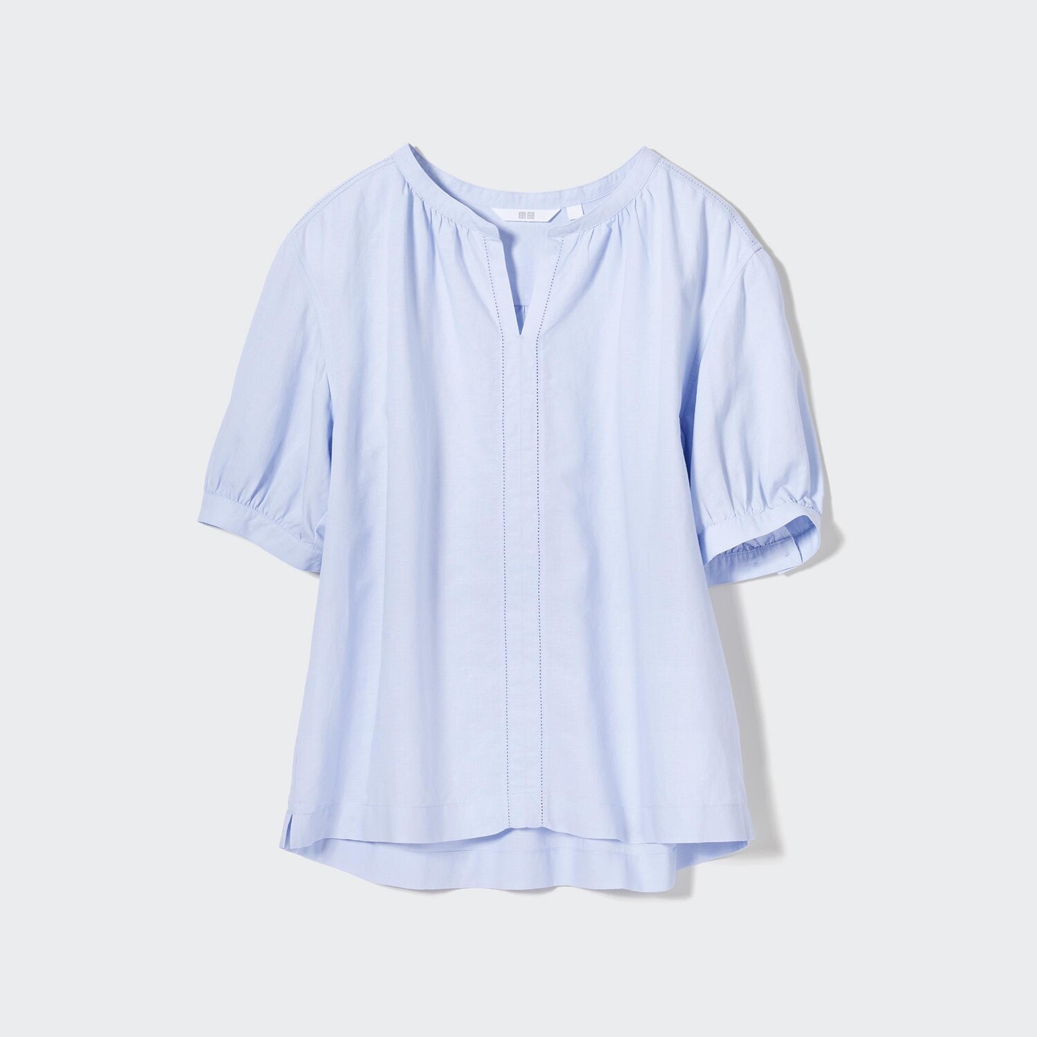 

Блузка льняная Uniqlo с короткими рукавами, голубой