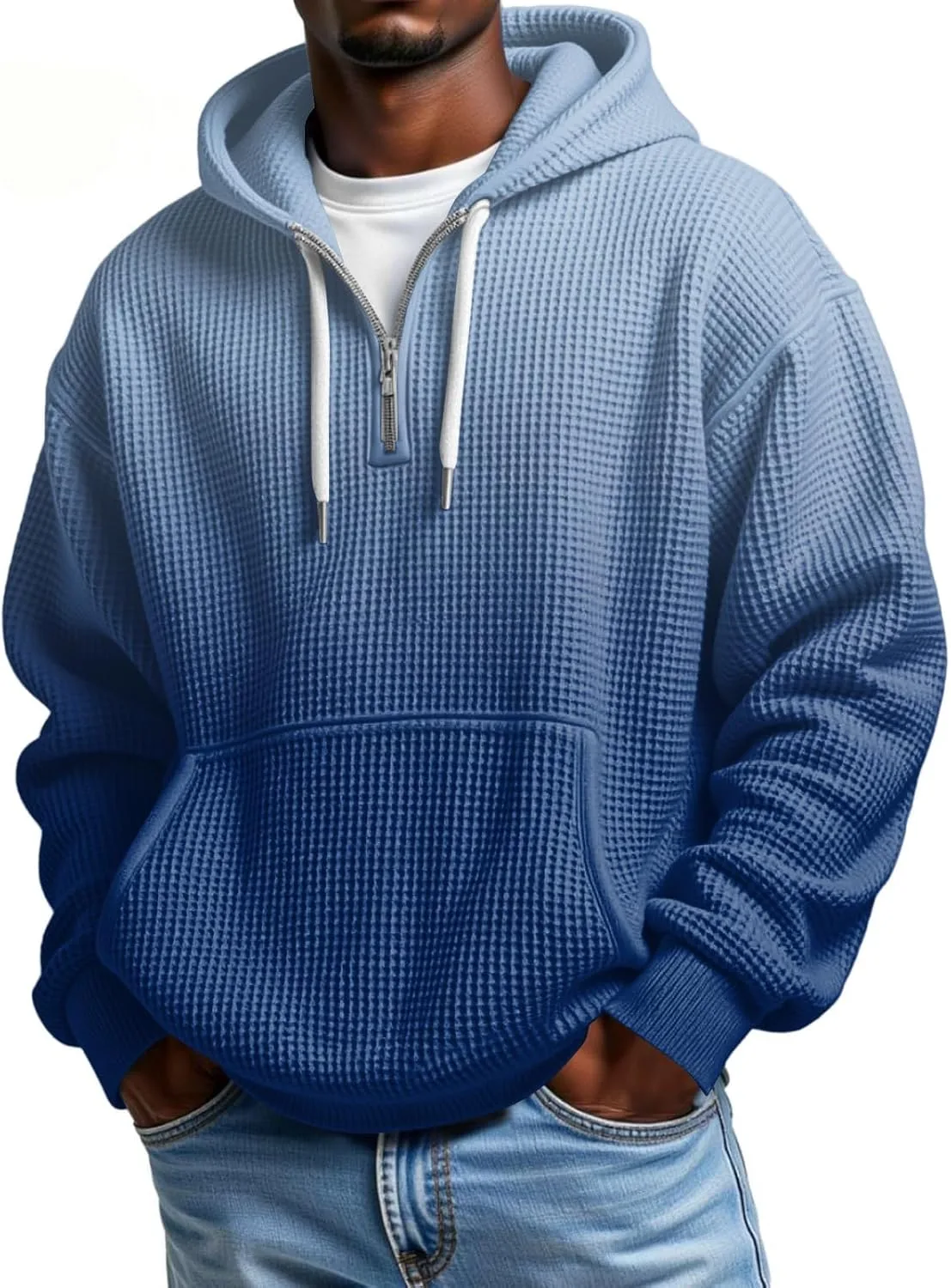 

Толстовка с длинным рукавом и воротником-стойкой, мужская, оверсайз