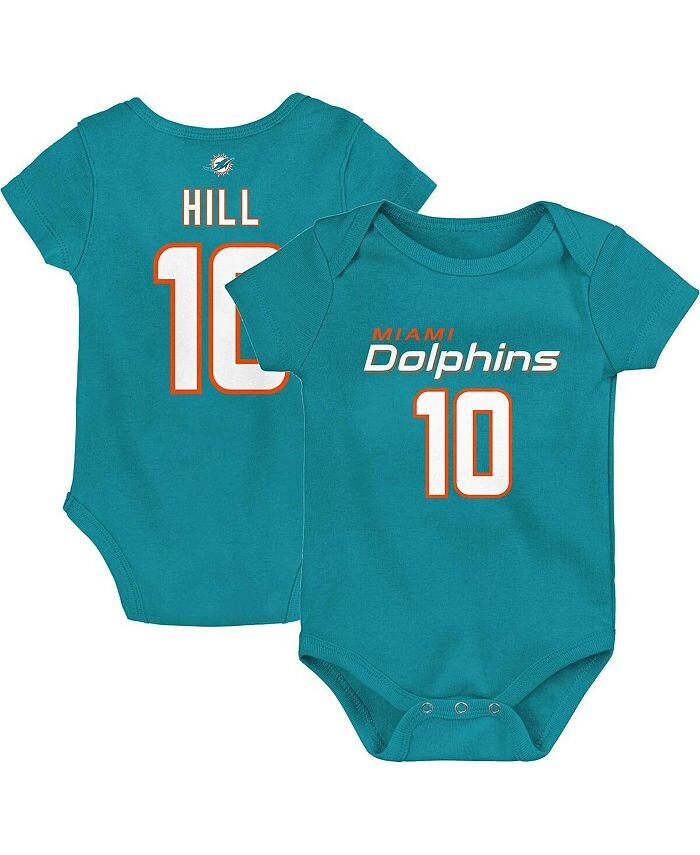 Боди темно-синего цвета для новорожденных Tyreek Hill Aqua Miami Dolphins Mainliner с именем и номером игрока Outerstuff, синий — фото 4