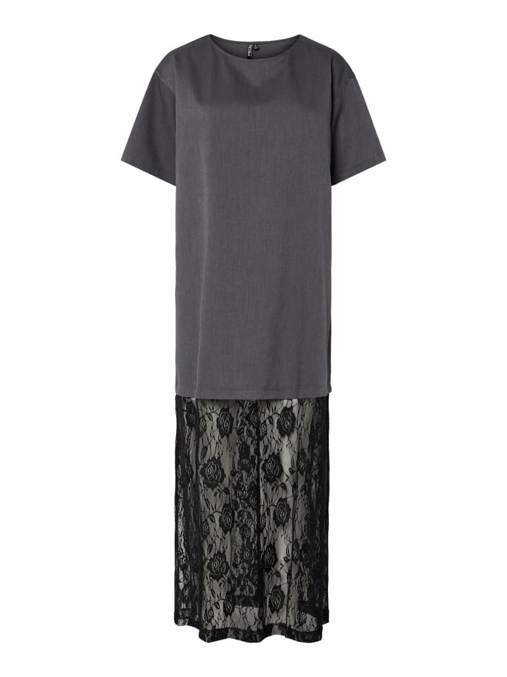 

Длинное платье Pieces, средний серый меланж