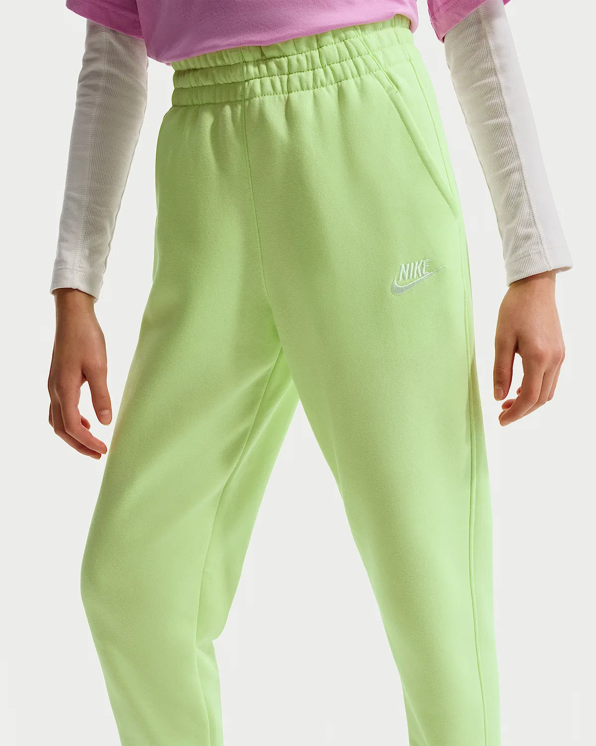 Джоггеры Nike Sportswear Club Fleece для старших детей, Light Liquid Lime/White — фото 3