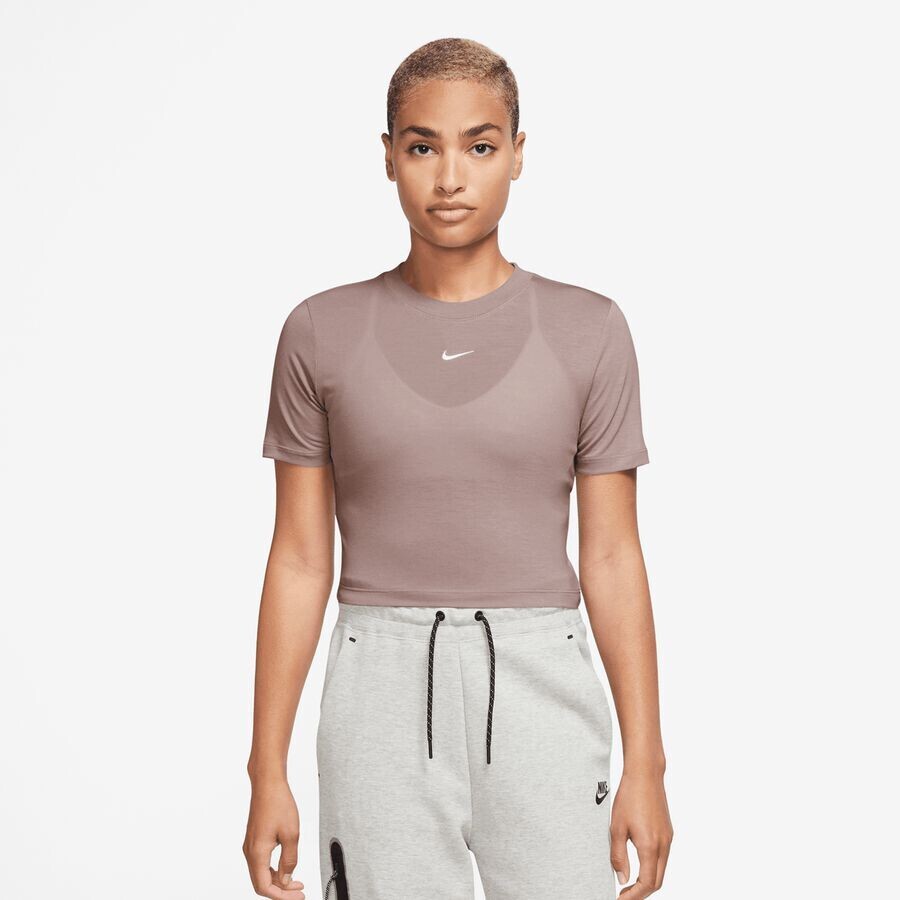 

Футболка Sportswear Essentials Slim Crop Top NIKE, цвет smokey mauve