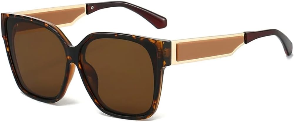 

Ретро-солнцезащитные очки с градиентом конфетных цветов для женщин, качественная контрастная оправа для мужчин, модные очки с защитой от УФ-излучения UV400 SZVVBKK, Leopard Brown