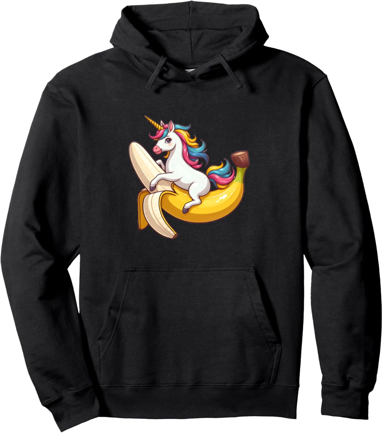 

Худи с изображением единорога, едущего на банане Vegan Banana Unicorn Collection!, черный