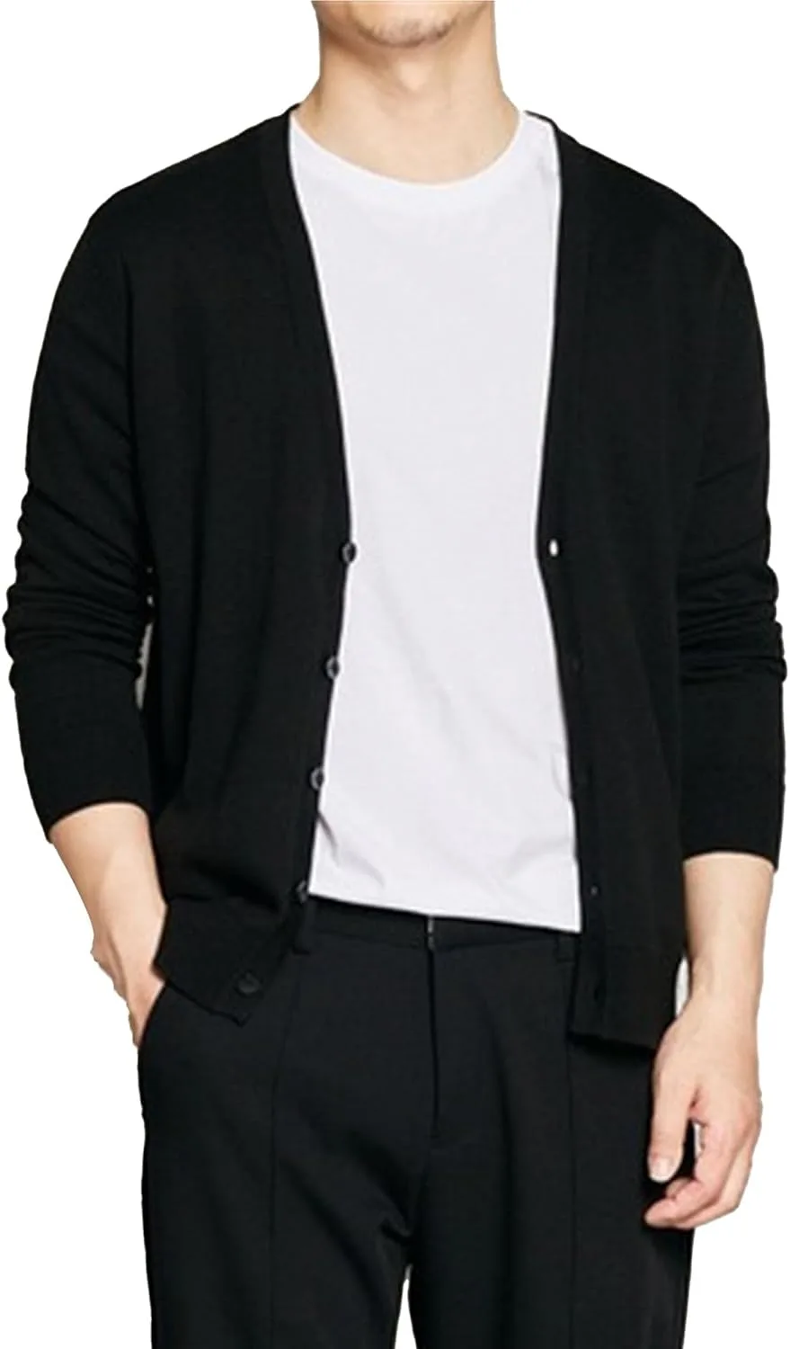 

Мужской кардиган с V-образным вырезом и кабельной вязкой Maiyifu-GJ