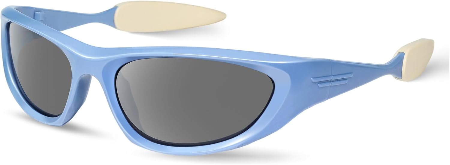 

Женские солнцезащитные очки-обтекатели в стиле Y2K, модные овальные поляризованные очки с защитой от УФ-излучения UV400, защита от солнца во время путешествий и езды на велосипеде DsitMG, Blue