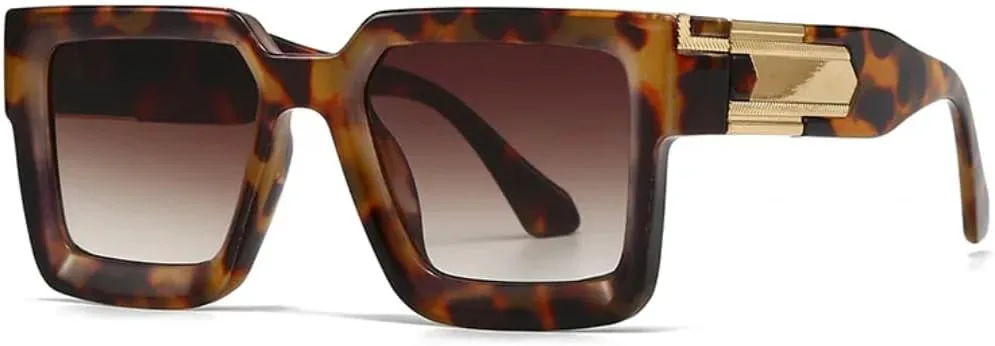 

Классические солнцезащитные очки с большой вогнутой квадратной оправой для женщин и мужчин, роскошные винтажные панк-очки, популярные TVTBBVV, Leopard Tea