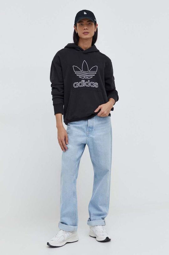 Хлопковая толстовка Trefoil Hoodie adidas Originals, черный — фото 2