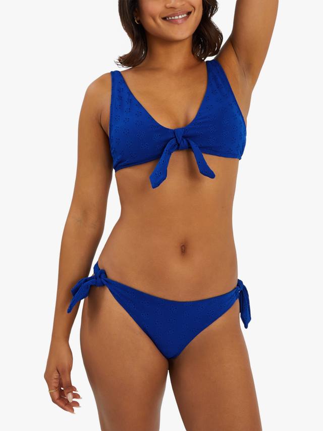 

Бикини топ с цветочной вышивкой и завязкой спереди Accessorize, Blue