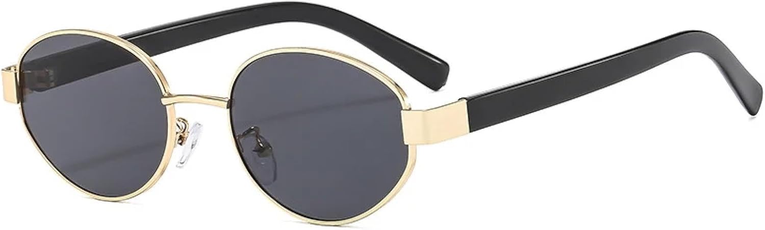 

Солнцезащитные очки с защитой от УФ-излучения UV400 | Металлические овальные женские очки с прозрачными линзами цвета океана для занятий спортом на открытом воздухе и вождения DSVIGF, Golden Grey