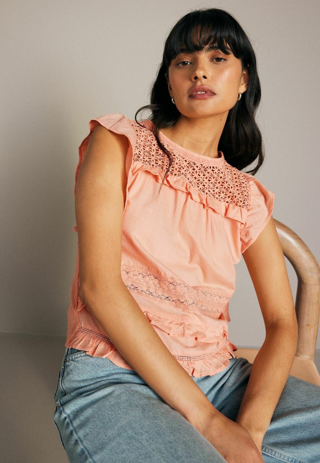 

Блуза FRILL SLEEVE REGULAR FIT Next, оранжевый