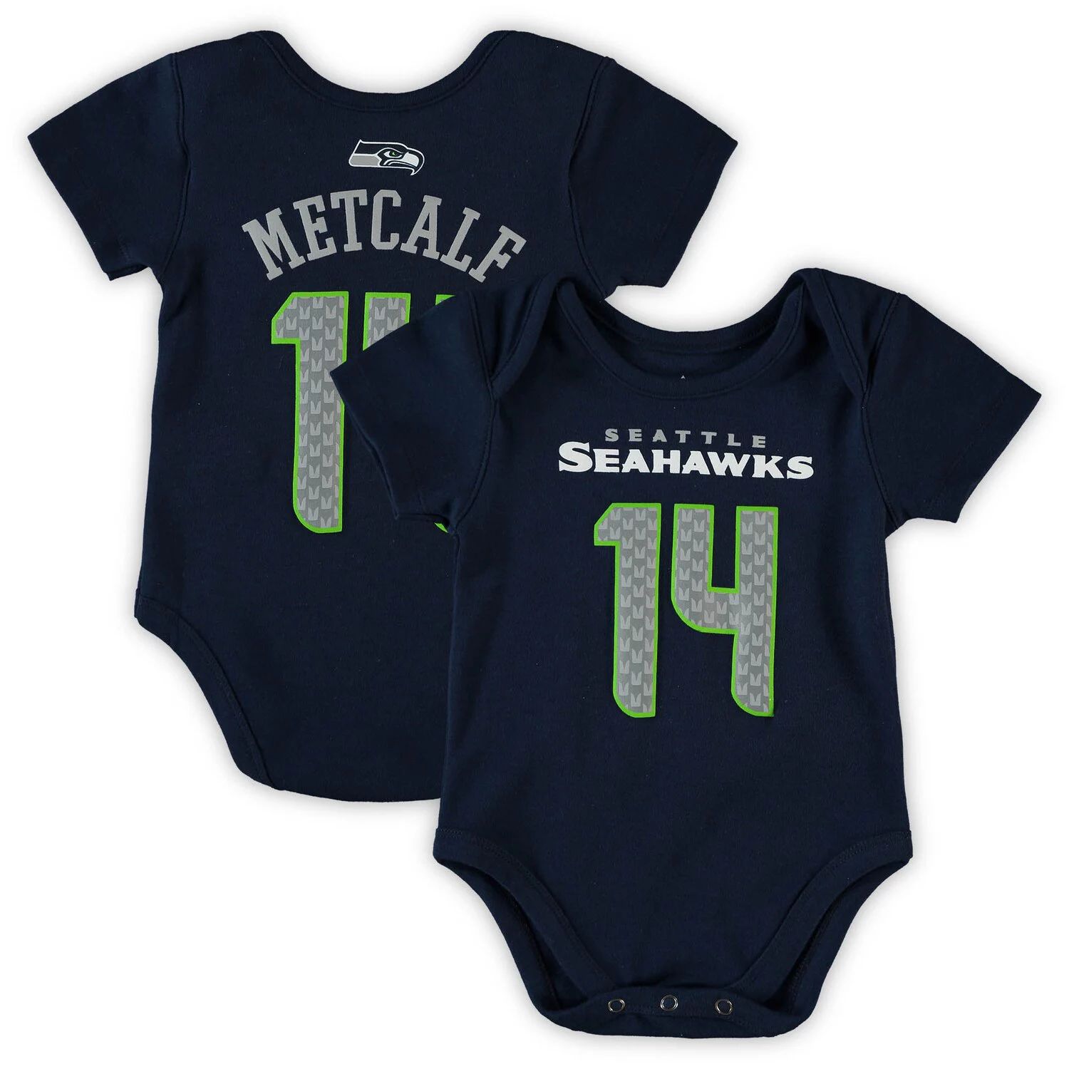 

Боди для младенцев DK Metcalf College Navy Seattle Seahawks Mainliner Имя и номер игрока Outerstuff