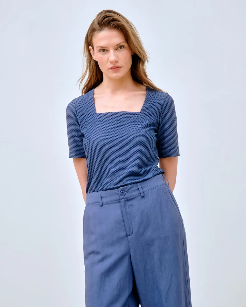 

Женская футболка с коротким рукавом и квадратным вырезом Lasserre, синий