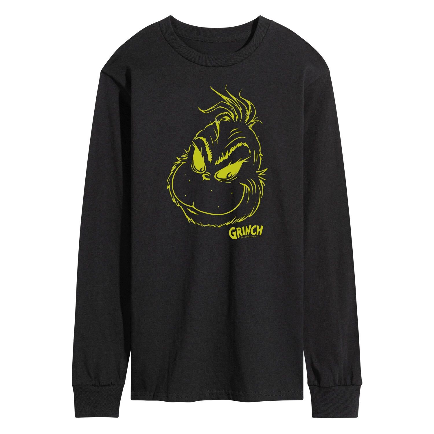

Мужская футболка Dr. Seuss Grinch Face с длинными рукавами Licensed Character