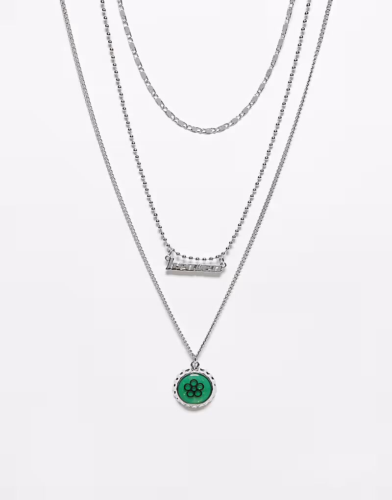 

Многорядный браслет-унисекс в стиле с цветком и небесами в серебряном цвете Reclaimed Vintage