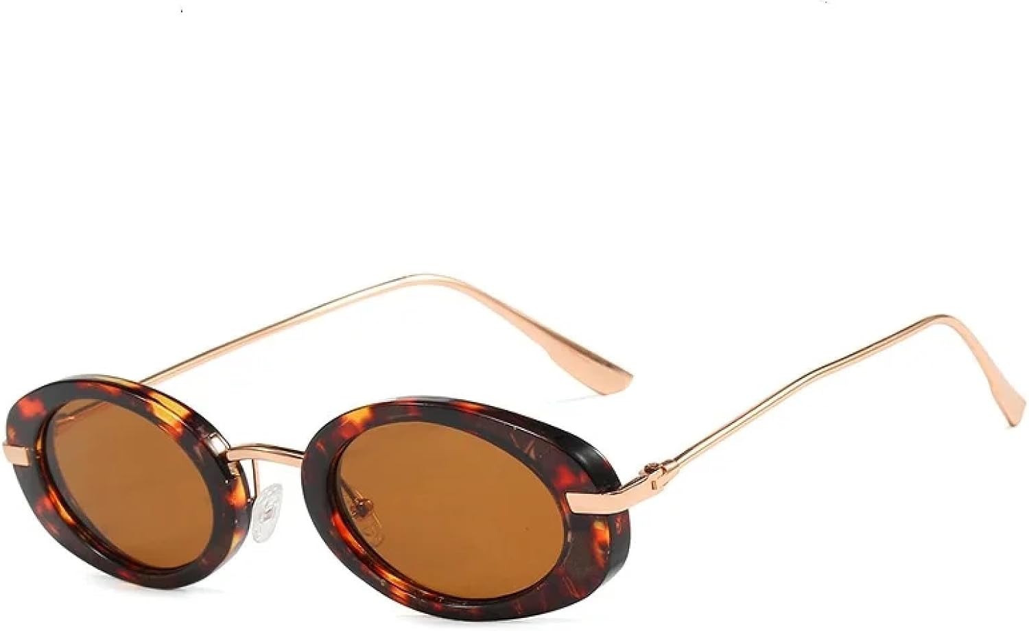 

Ретро овальные солнцезащитные очки для женщин и мужчин, винтажная классическая металлическая оправа, трендовые очки с защитой от УФ-излучения UV400 UATXTAU, Leopard Brown