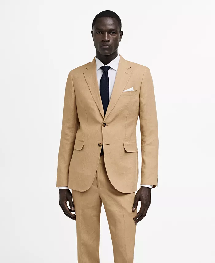 

Мужской льняной блейзер Slim-Fit MANGO, коричневый