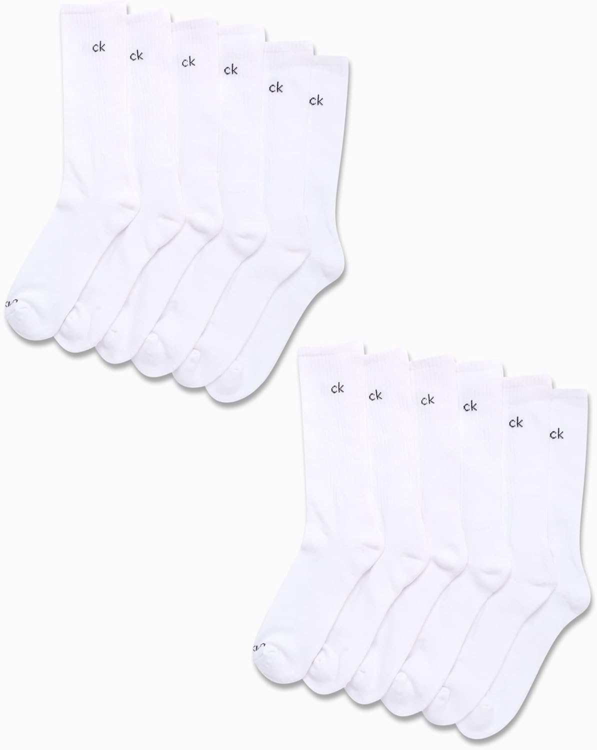 Мужские носки Calvin Klein Crew Socks - 12 пар дышащих спортивных носков с мягкой подкладкой для мужчин, для занятий спортом и бега, White — фото 2