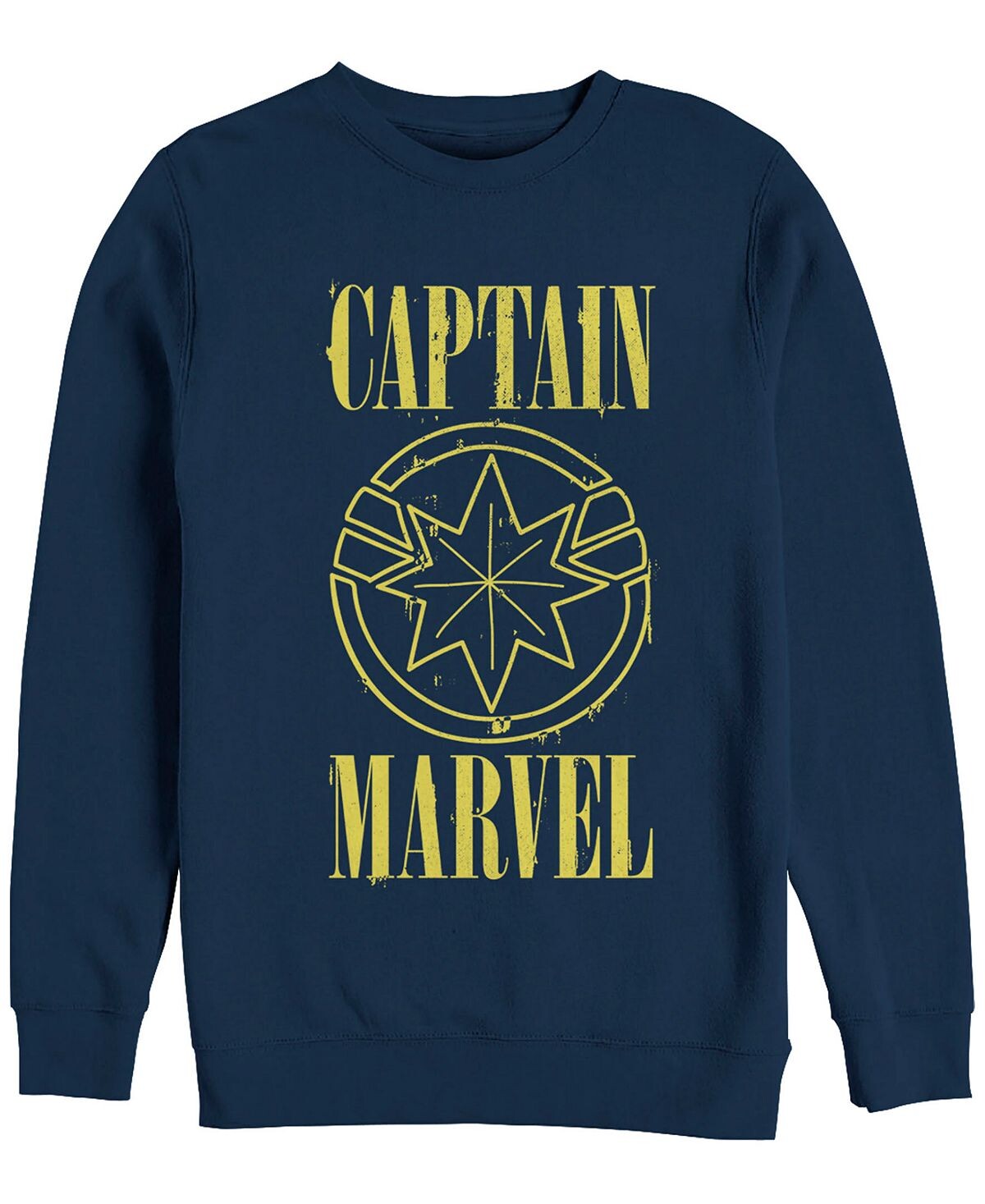 

Мужская мужская футболка с текстовым логотипом Captain Marvel, флис с круглым вырезом Fifth Sun