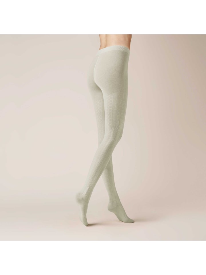 

Kunert Вязаные колготки Winter Dreams - в клетку, теплые, светло-серого цвета