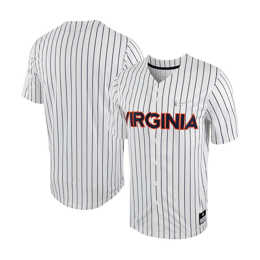

Мужская бело-темно-синяя бейсбольная майка Nike Virginia Cavaliers в тонкую полоску с пуговицами, цвет Uva White