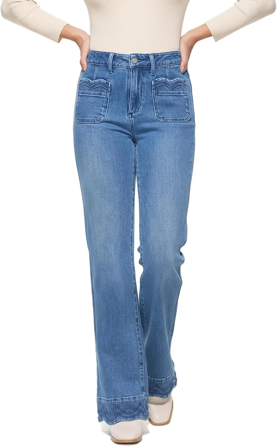 

Женские джинсы Wide Leg, высокие и эластичные ZPIUO