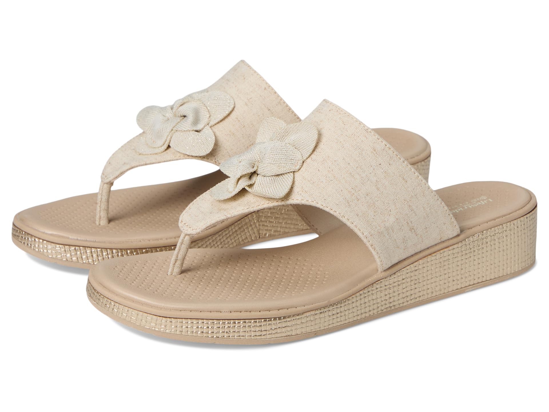 Сандалии LifeStride Bloom Thongs, цвет Natural Stretch Linen Fabric
