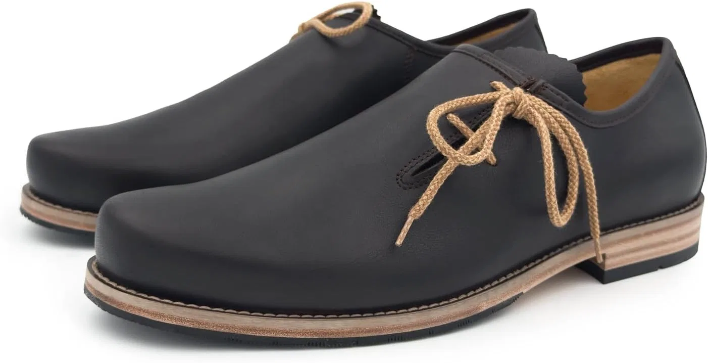 Туфли dirndl + bua Trachtenschuh Paniolo für Herren, Flache Haferlschuhe für Männer, Brown