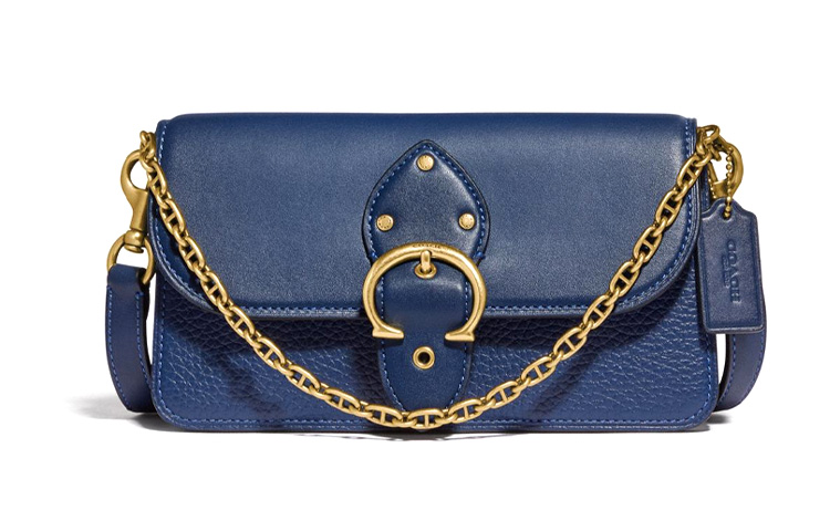 

Кожаная сумка для помады через плечо миниатюрная женская королевский синий COACH