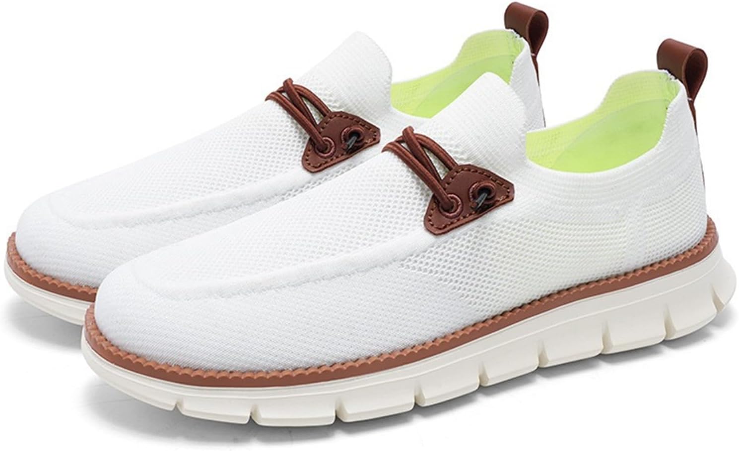 

Мужские повседневные оксфорды кроссовки из дышащей вязаной ткани, удобные легкие прогулочные туфли Abborora, белый