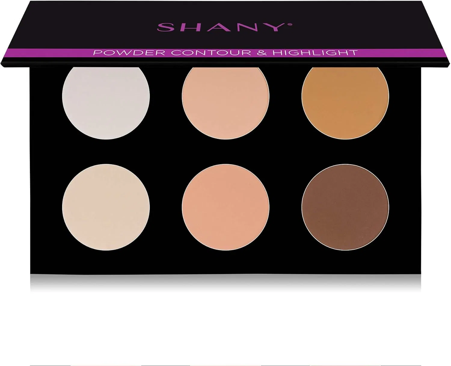 Палетка для контурирования и хайлайтера SHANY Powder Contour & Fluorescent Sculpting Palette, 6 оттенков, матовая