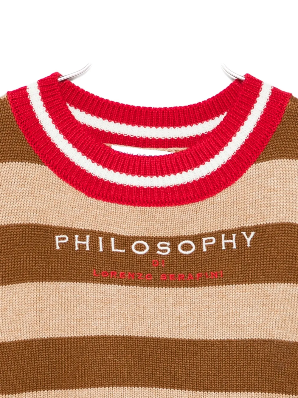 Полосатый шерстяной топ Philosophy Di Lorenzo Serafini Kids, коричневый — фото 3