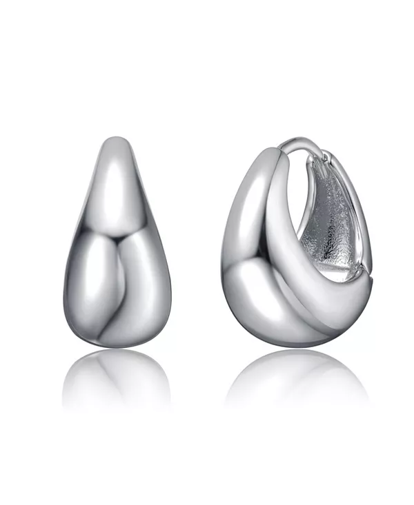 

Блестящие элегантные мини-серьги-кольца Huggie Hoops из белого золота или 14-каратного золота Rachel Glauber, silver