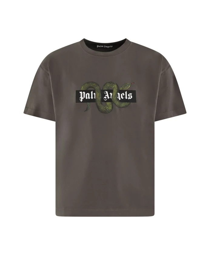 

Футболка с изображением змеиной коробки, серая. Palm Angels, серый